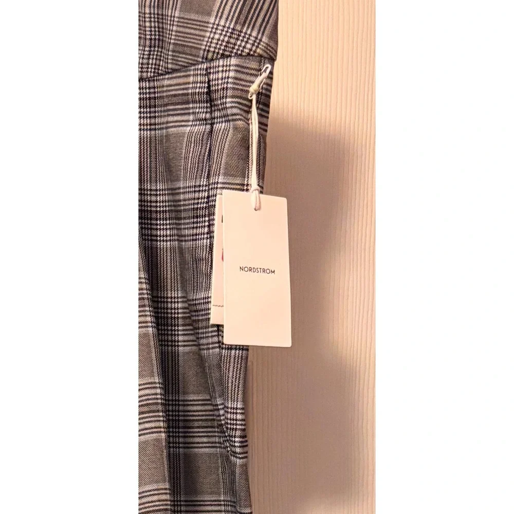 Nordstrom Womens Grey Glen Plaid Pleated Tapered Dress Pants Size 20 NWT